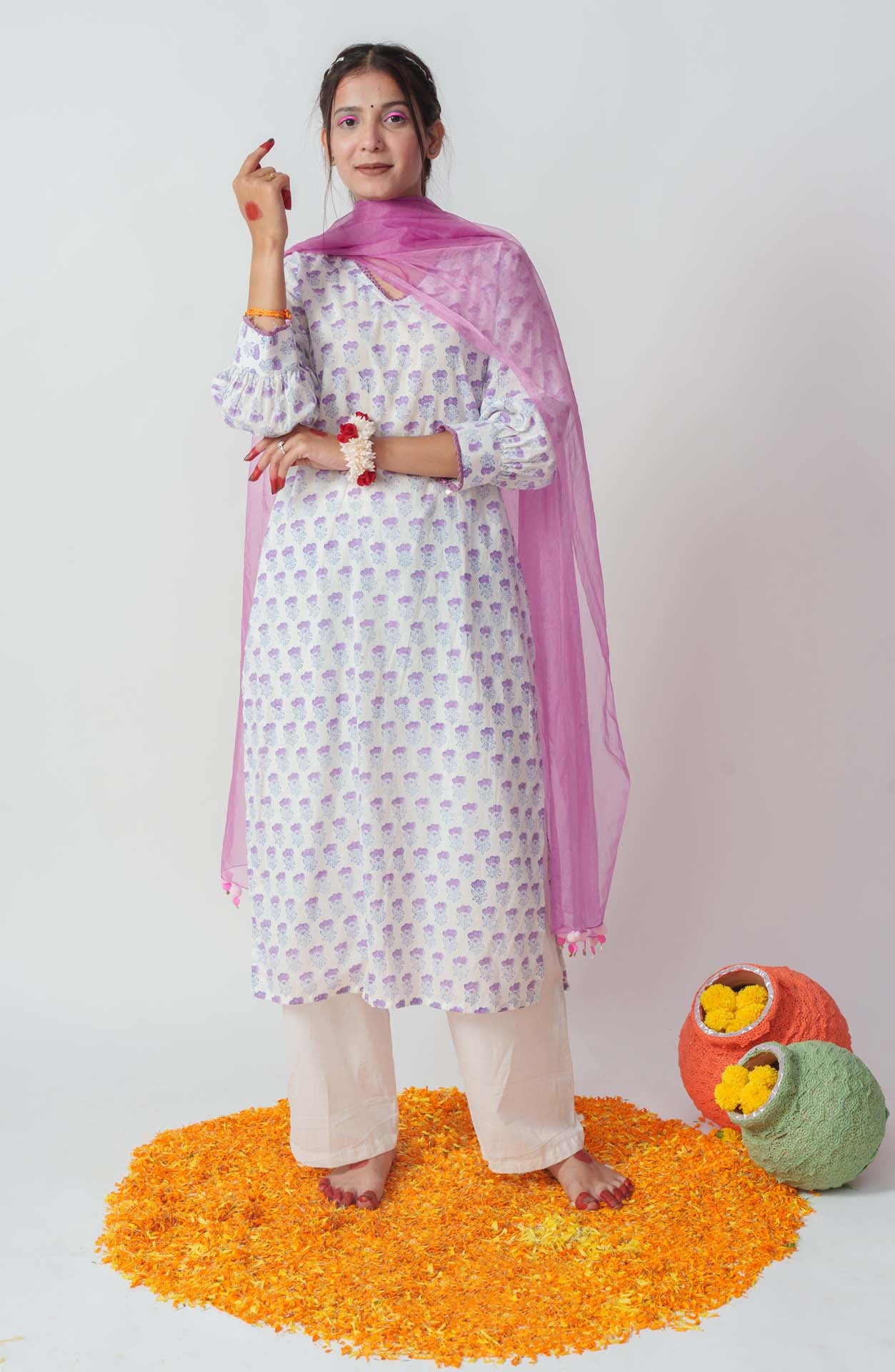 Royal purple block kurta set