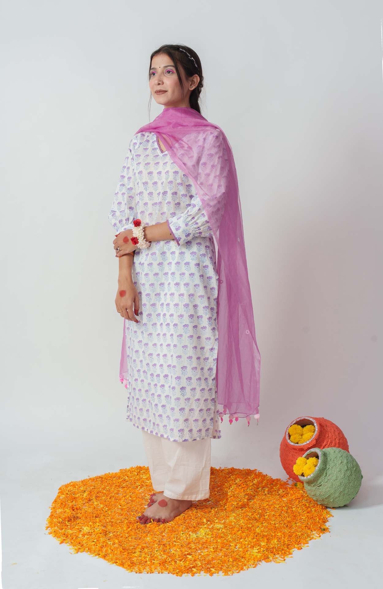 Royal purple block kurta set