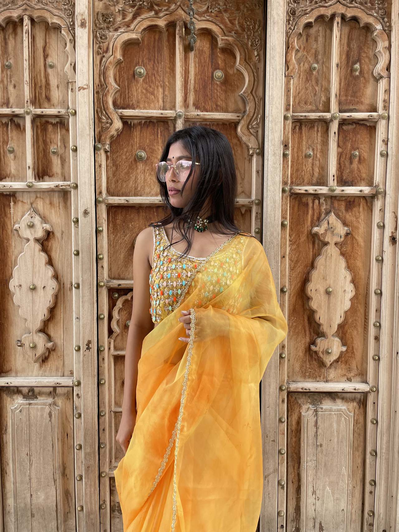 YELLOW tie&dye saree